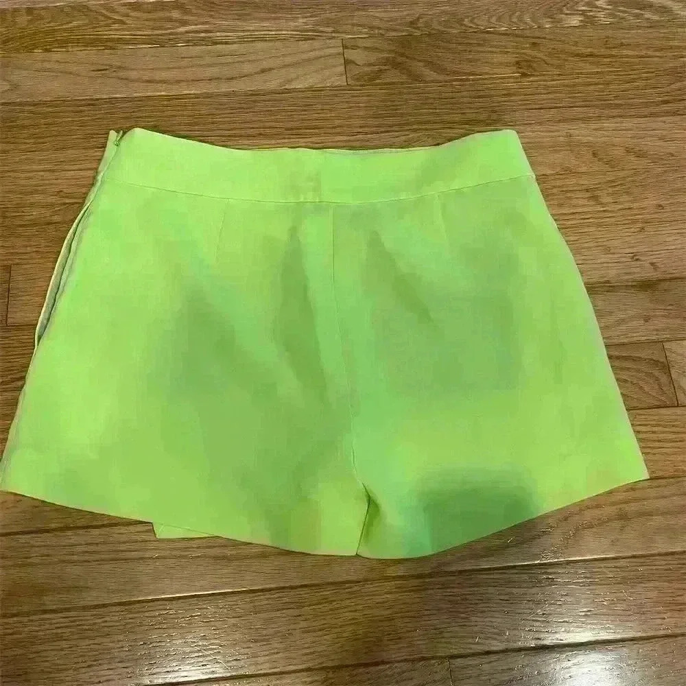J.CREW Women's Neon Green Wrap Skort Size 2 Casual Built-in Shorts - Picture 6 of 7
